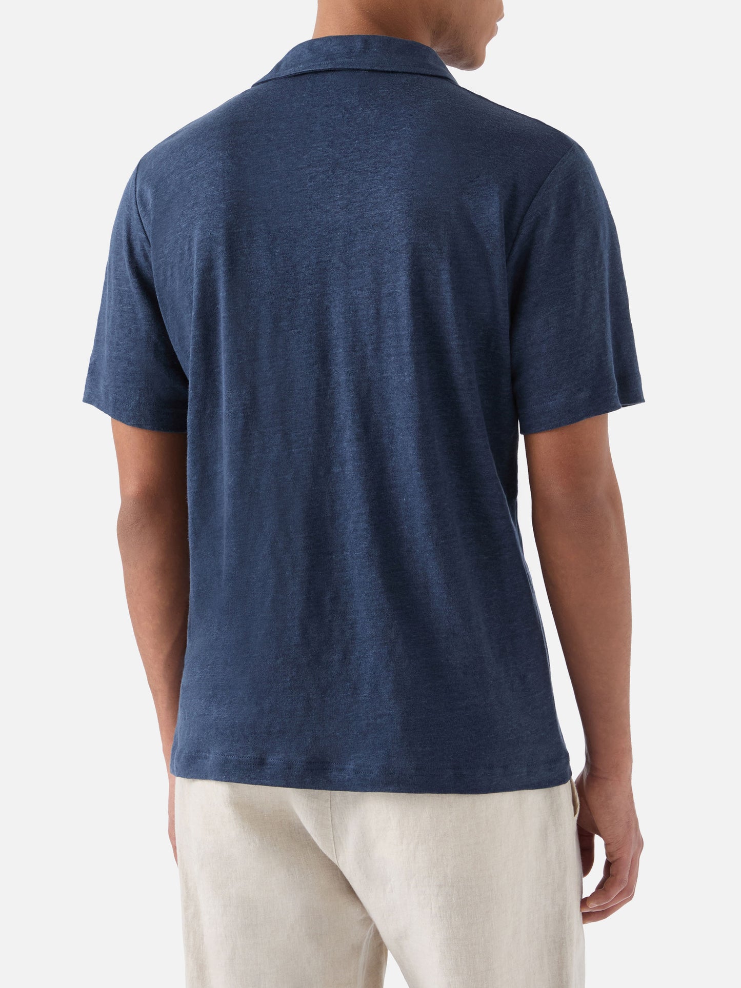 Navy blue Fraser polo in pure linen