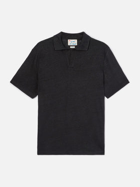 Black Fraser polo in pure linen