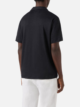 Black Fraser polo in pure linen