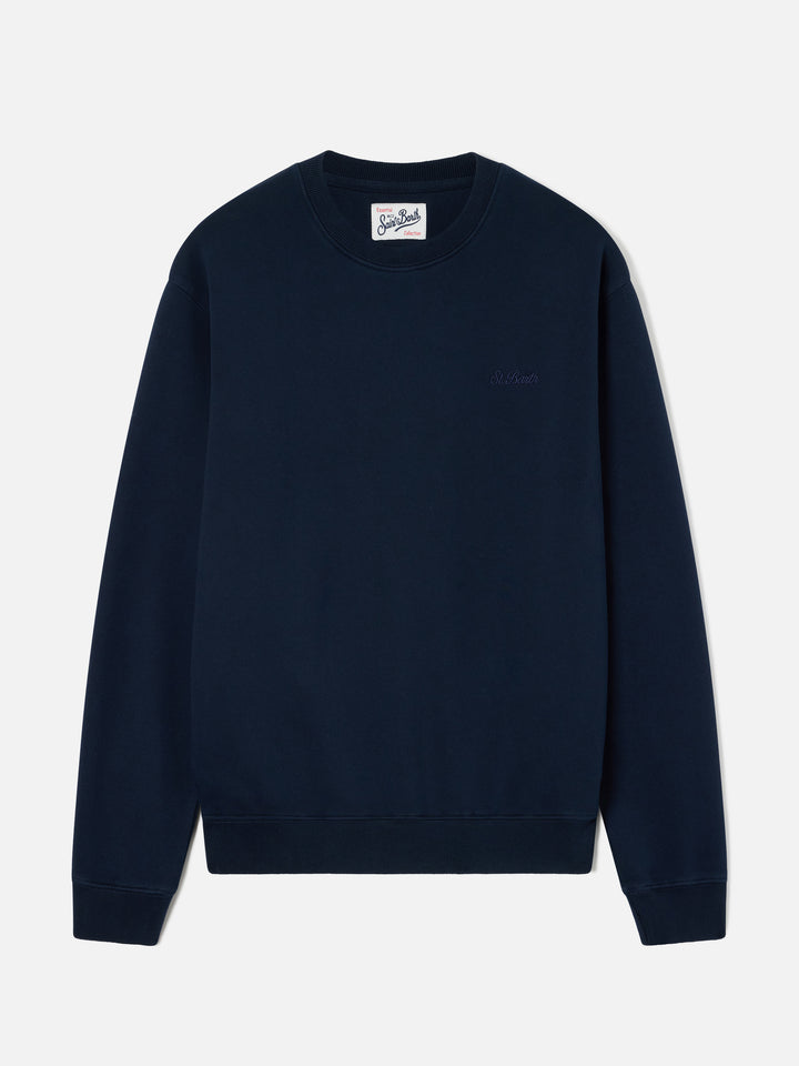 Navy blue Fourseason cotton sweatshirt with logo embroidery