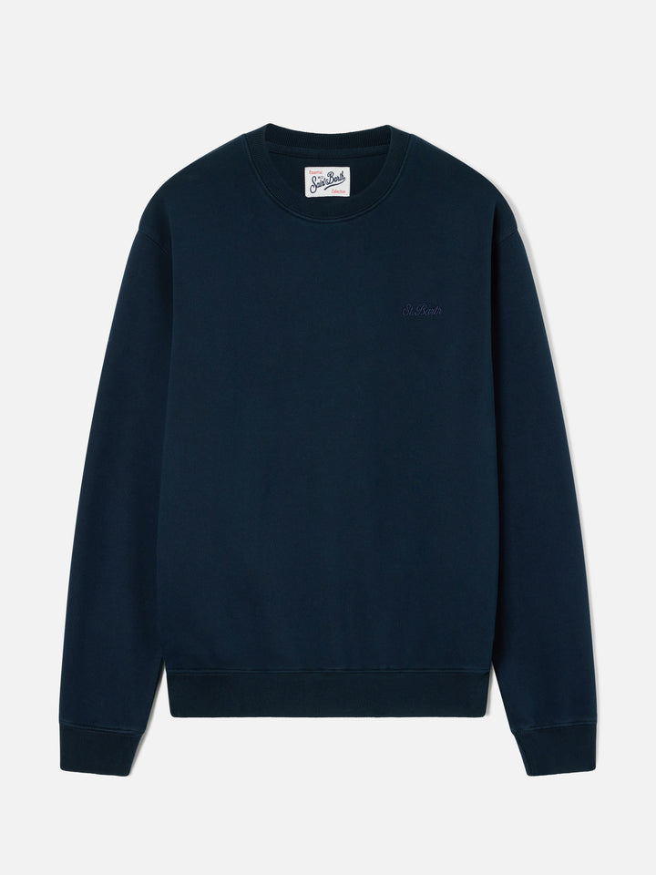 Sweat-shirt en coton Fourseason Navy blue avec logo brodé 