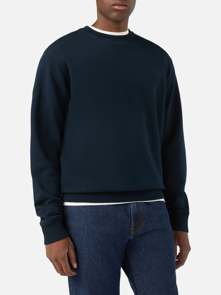 Sweat-shirt en coton Fourseason Navy blue avec logo brodé 