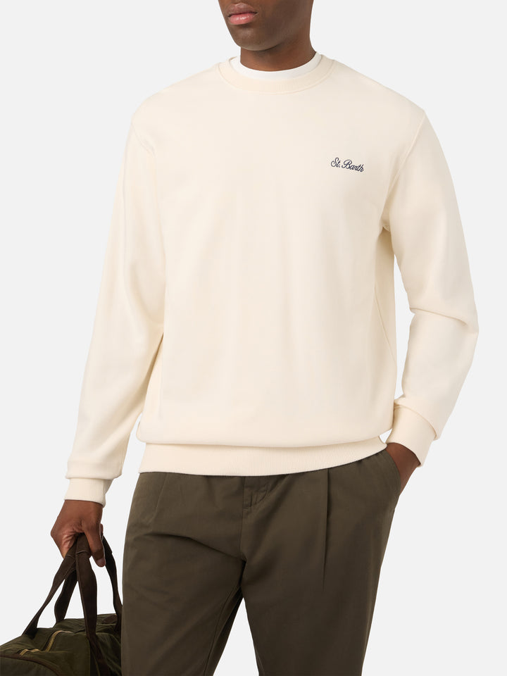 Sudadera Fourseason con cuello redondo en algodón blanco marfil 