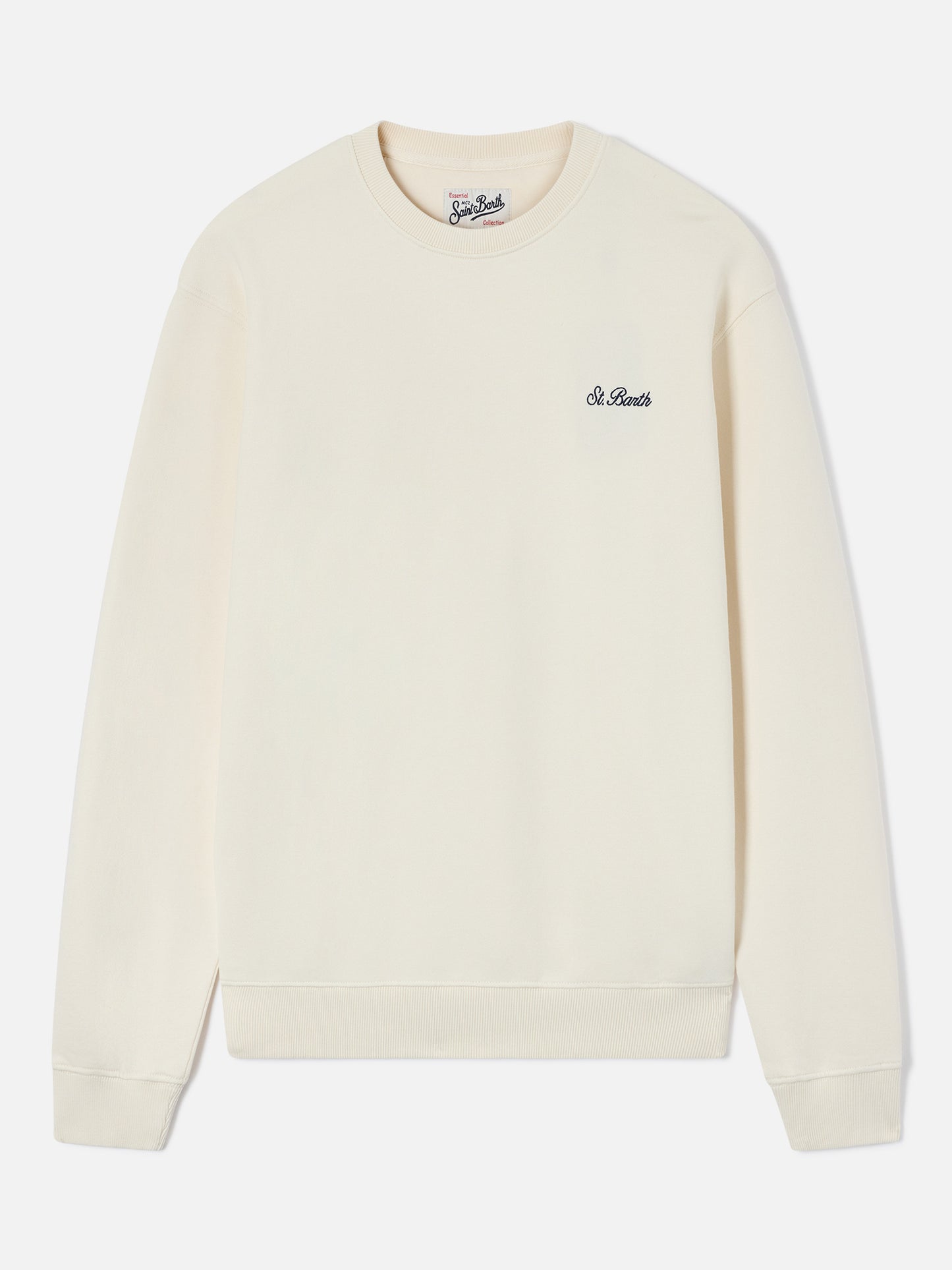 Fourseason crewneck sweatshirt in ivory white cotton
