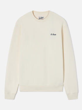 Fourseason crewneck sweatshirt in ivory white cotton