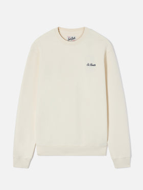 Cream Fourseason cotton sweatshirt with logo embroidery