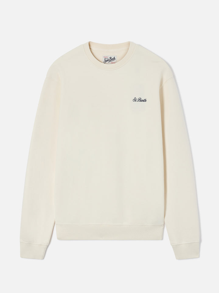 Fourseason crewneck sweatshirt in ivory white cotton