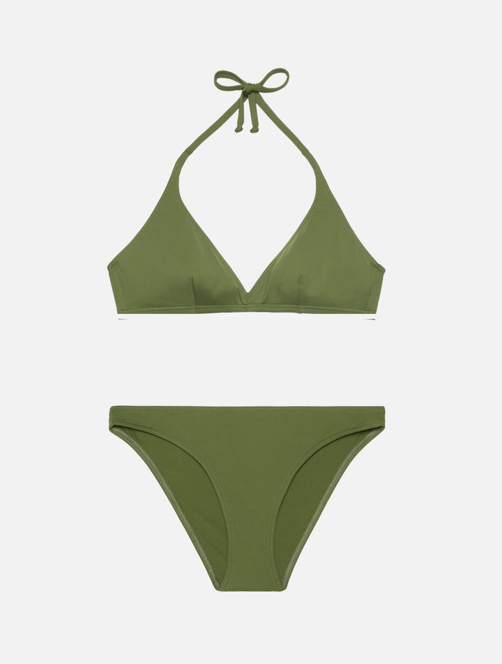 Maia high-waist military green swim briefs - Gaia military green triangle bralette top