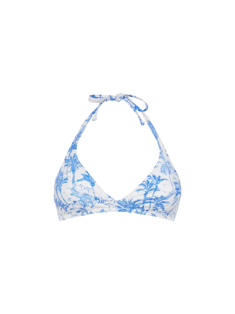 Gaia triangle bralette top with toile de jouy print - MC2 Saint Barth