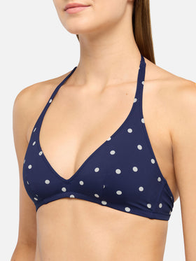 Fixed triangle bikini Gaia Maia with high-waist swim briefs and polka dots print