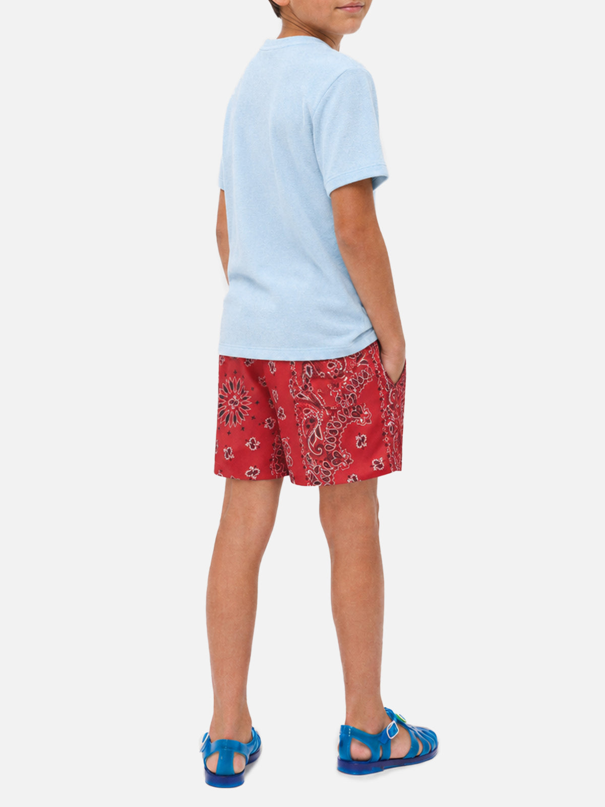 Light blue Gary Jr t-shirt in terry-effect fabric with embroidered logo
