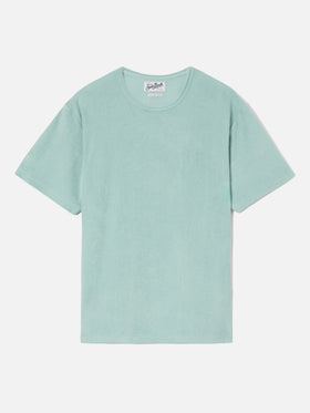 T-shirt Gary in cotone effetto spugna verde con ricamo logo