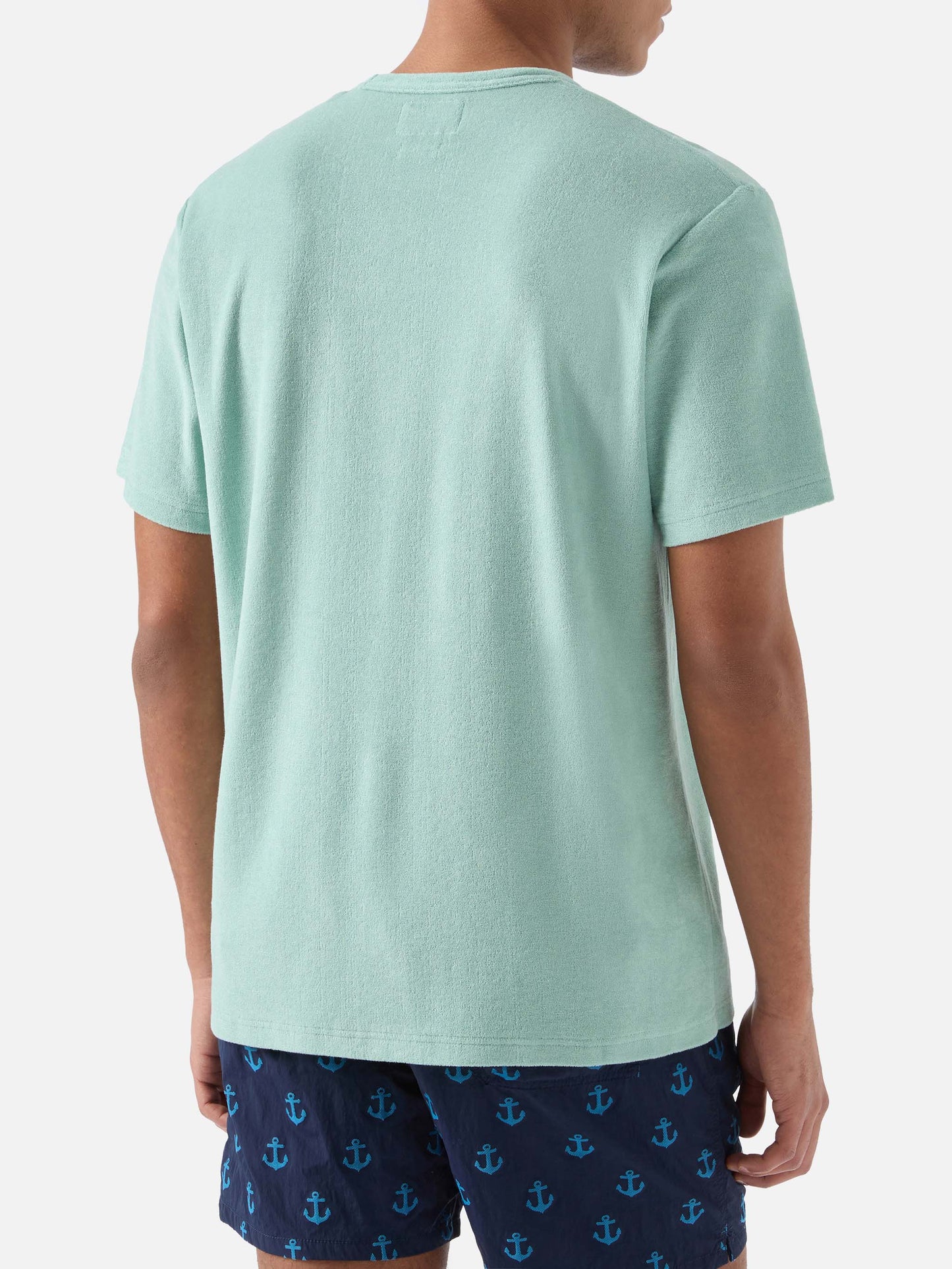 T-shirt Gary in cotone effetto spugna verde con ricamo logo