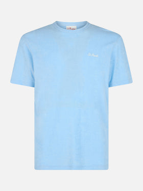 Tshirt in spugna azzurro chiaro Gary con ricamo St. Barth