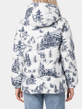 Geneve toile de jouy hooded down jacket