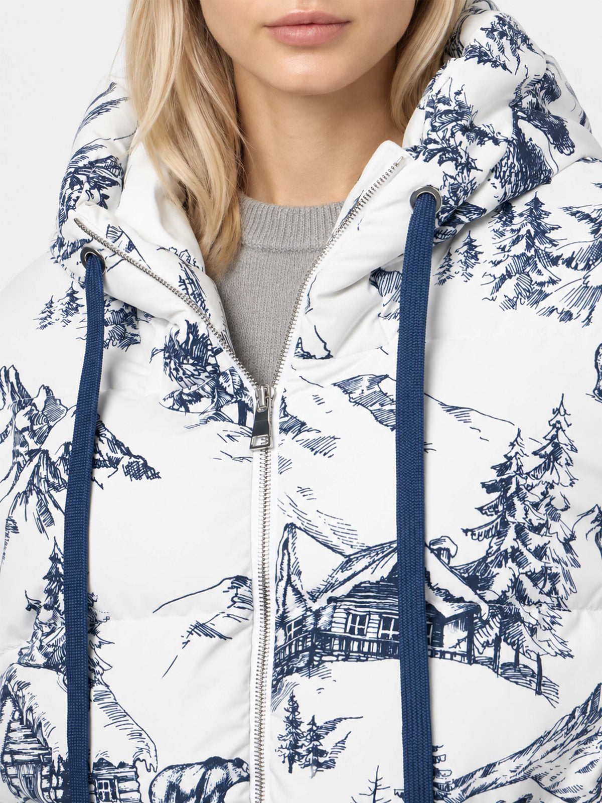 Geneve toile de jouy hooded down jacket
