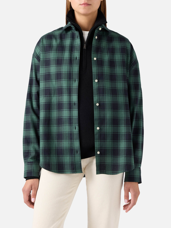 Camisa de franela de algodón Green Gigy con estampado de cuadros buffalo y bordado Après Chic 