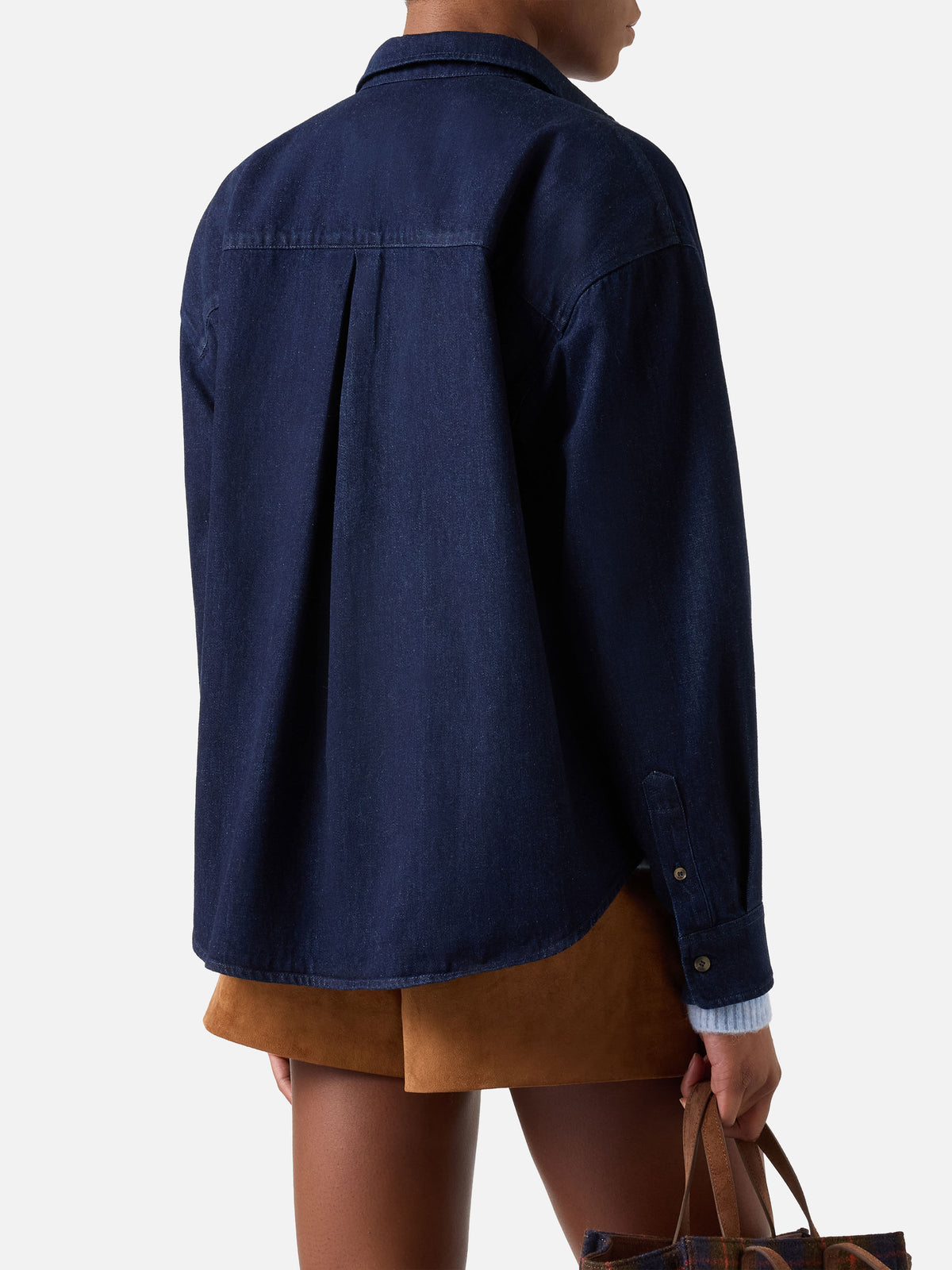 Blue Gigy cotton denim shirt with poodle embroidery