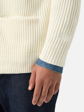 Off white Glasgow wool cardigan with shawl collar