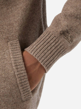 Beiger Galway Cardigan aus Lammwolle mit hohem Kragen 