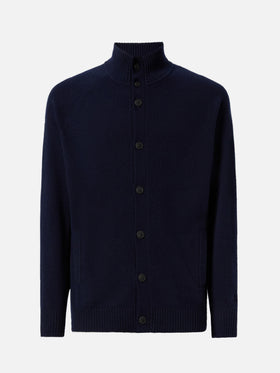 Cardigan Galway in lambswool blu notte