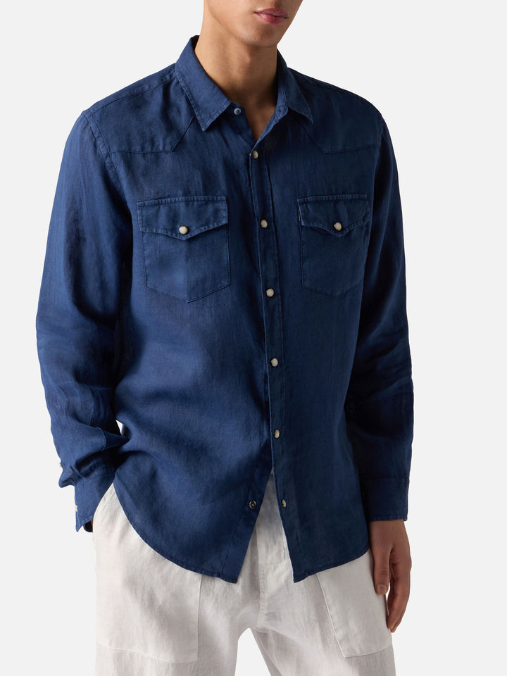 Dark denim linen shirt
