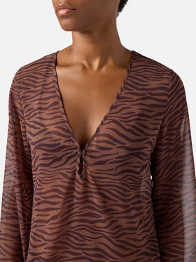 Robe courte Gretah en georgette à imprimé animalier 