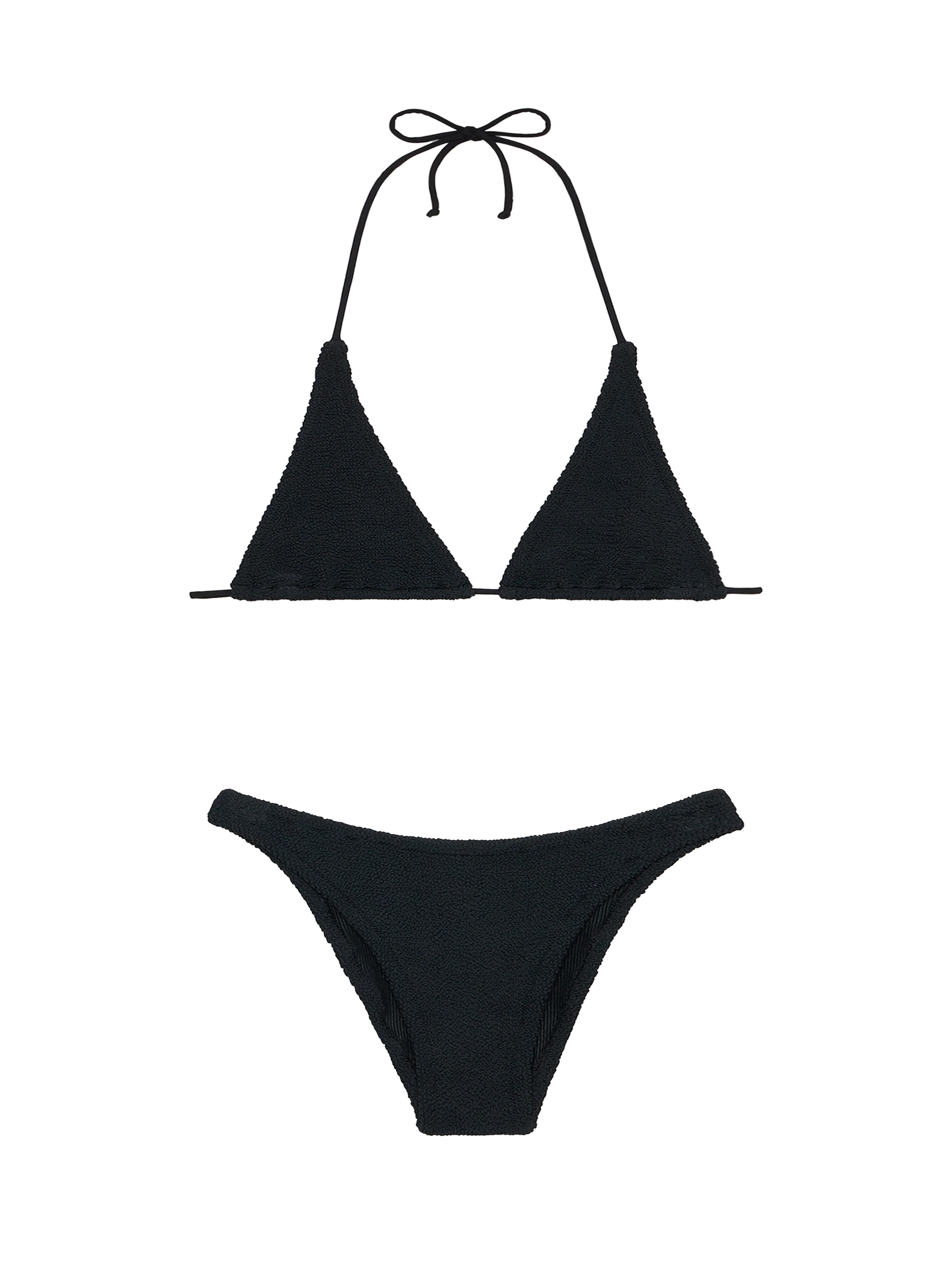 Woman black crinkle triangle bikini Guiana Elise - MC2 Saint Barth