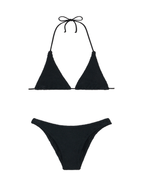Woman black crinkle triangle bikini Guiana Elise - MC2 Saint Barth