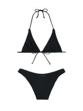 Woman black crinkle triangle bikini Guiana Elise - MC2 Saint Barth