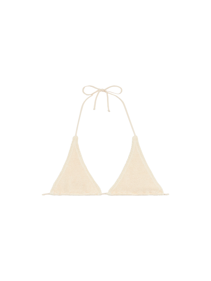 Top a triangolo bianco crinkle da donna Guiana
