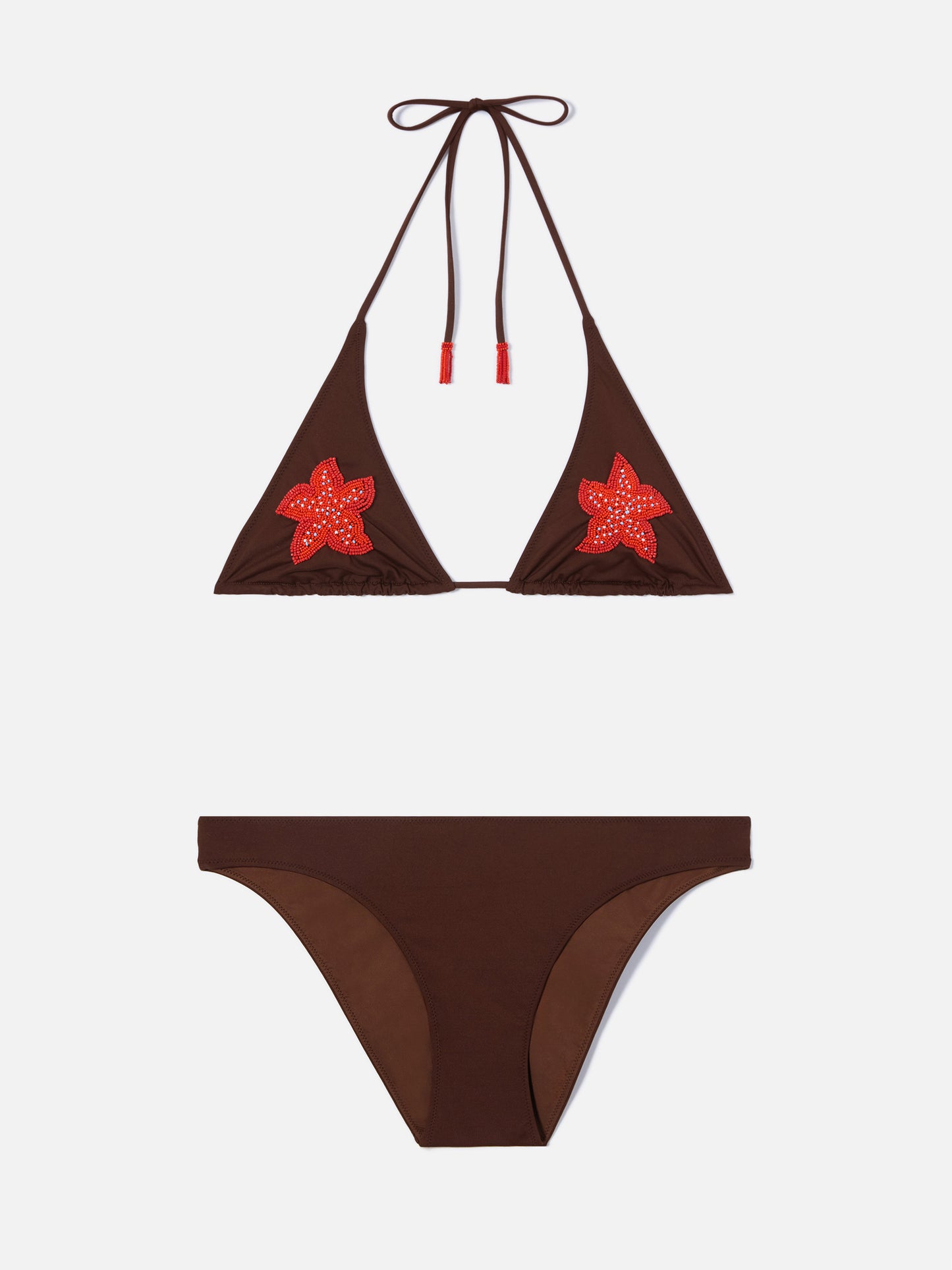 Bikini marrón Guiana Maia con estrella de mar de cuentas 