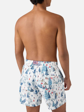 Mid-length Gustavia swim-shorts with ski landscape print