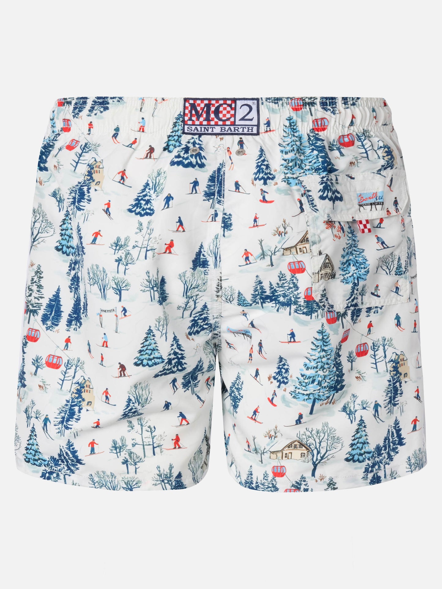Mid-length Gustavia swim-shorts with ski landscape print