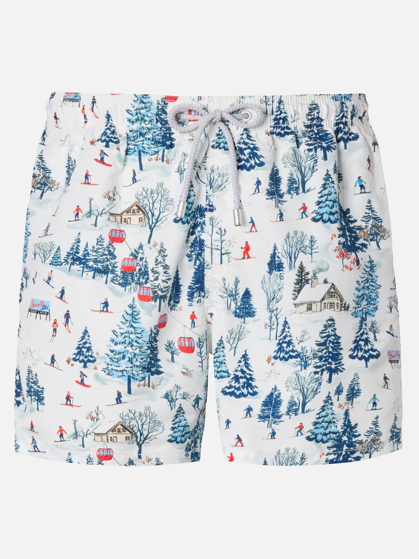 Mid-length Gustavia swim-shorts with ski landscape print