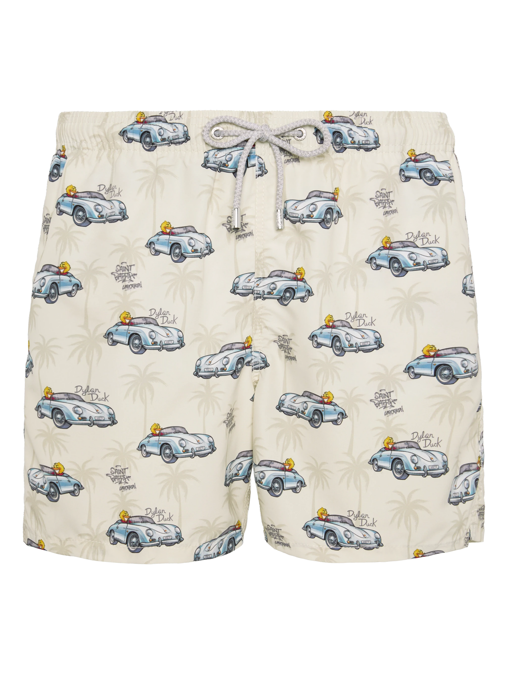 Mid-length Gustavia swim-shorts with ducky and car print |CRYPTOPUPPETS SPECIAL EDITION - MC2 Saint Barth
