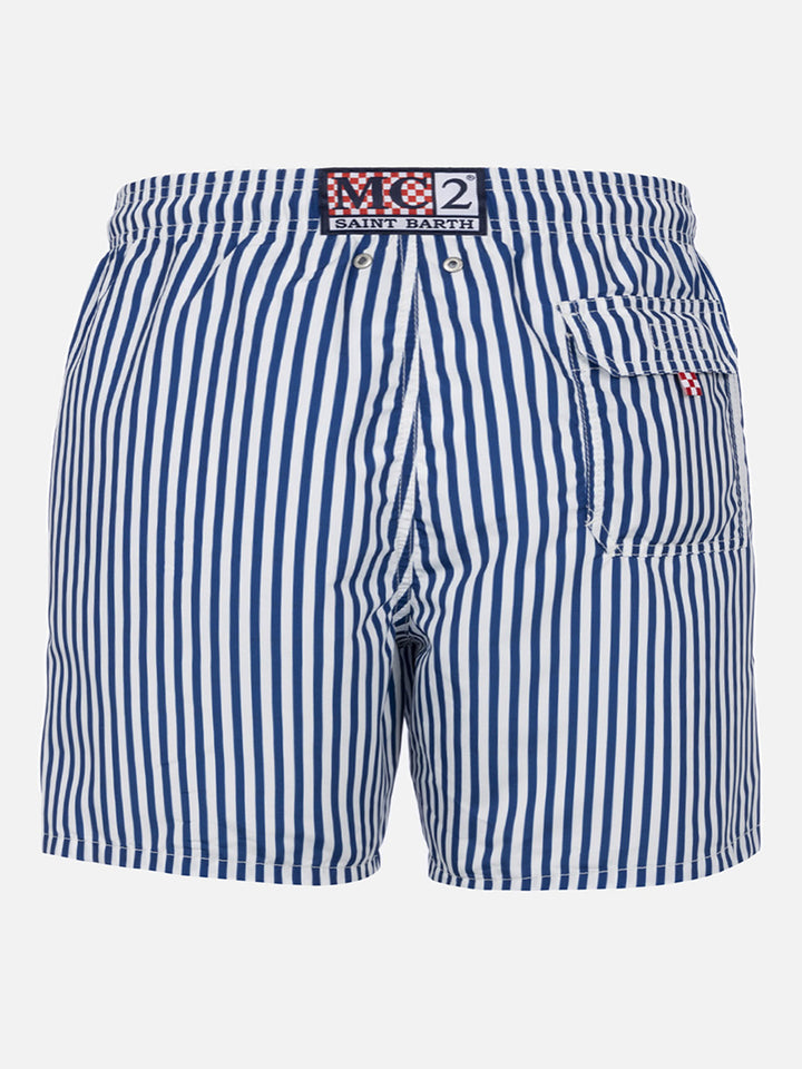 Mittellange gestreifte Badeshorts Gustavia mit St. Barth-Stickerei