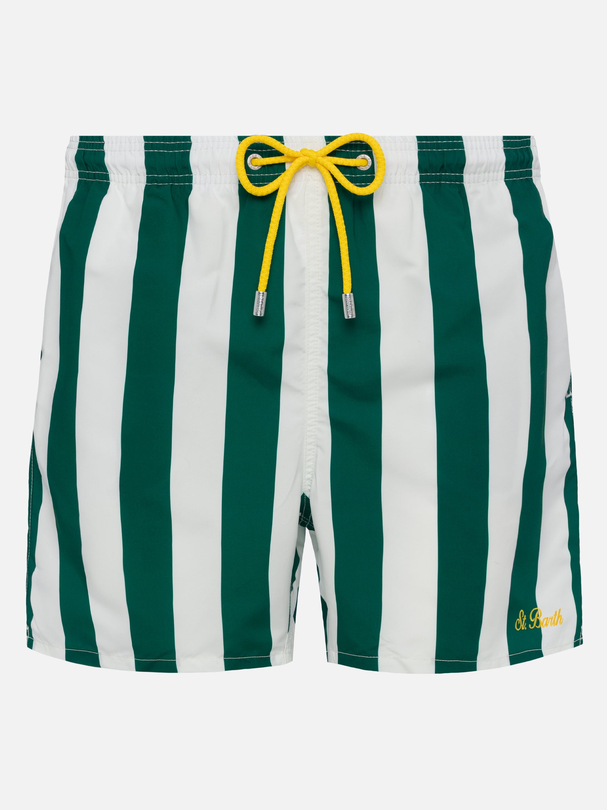 Man mid-length striped Gustavia swim-shorts with St. Barth embroidery - MC2 Saint Barth