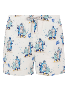 Mid-length Gustavia swim-shorts with cocktail print |CRYPTOPUPPETS SPECIAL EDITION - MC2 Saint Barth