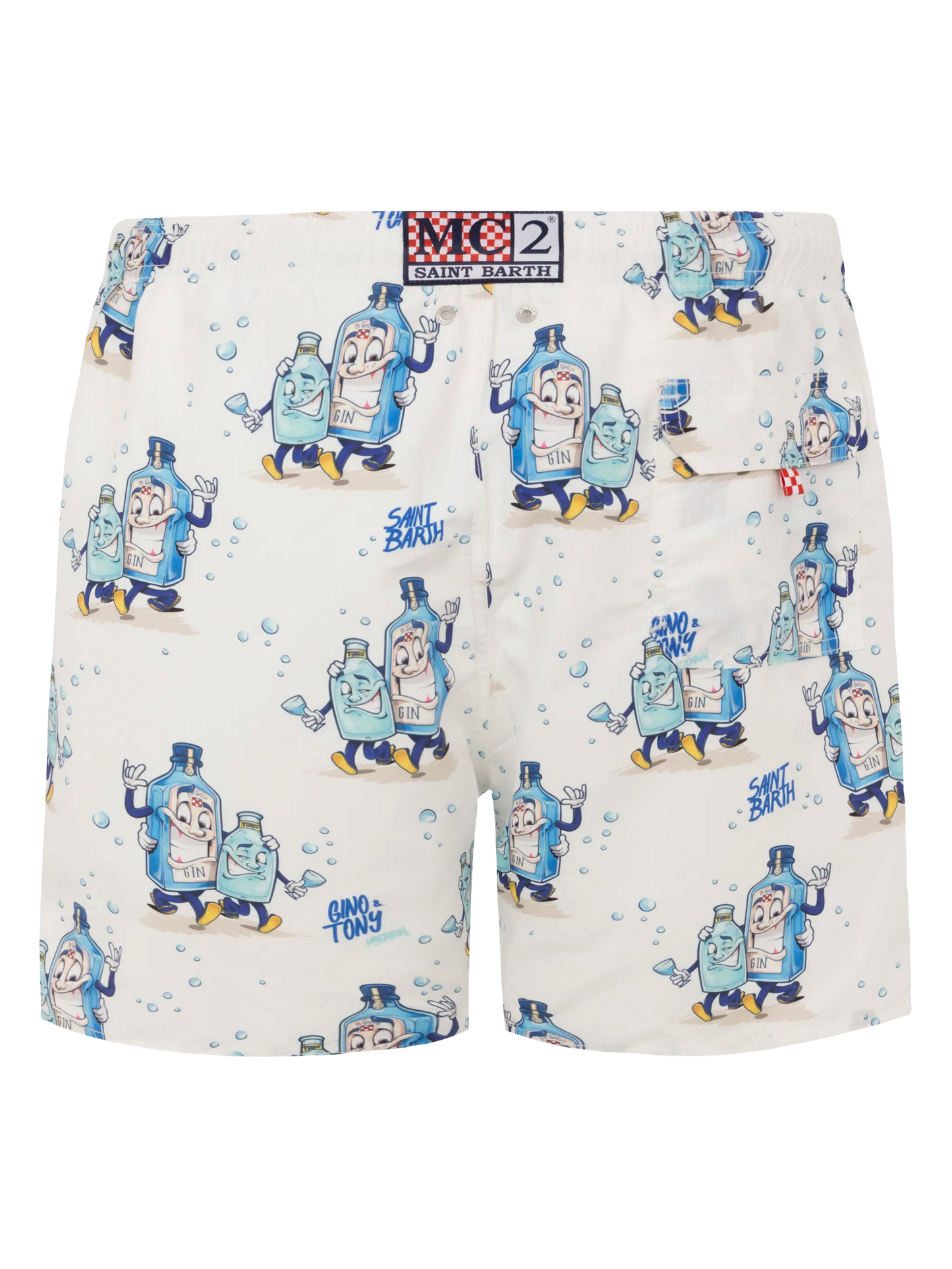 Mid-length Gustavia swim-shorts with cocktail print |CRYPTOPUPPETS SPECIAL EDITION - MC2 Saint Barth
