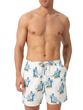 Mid-length Gustavia swim-shorts with cocktail print |CRYPTOPUPPETS SPECIAL EDITION - MC2 Saint Barth