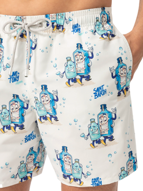 Mid-length Gustavia swim-shorts with cocktail print |CRYPTOPUPPETS SPECIAL EDITION - MC2 Saint Barth