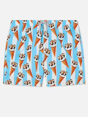Gustavia Cornetto print and light blue striped swim shorts | Special Edition