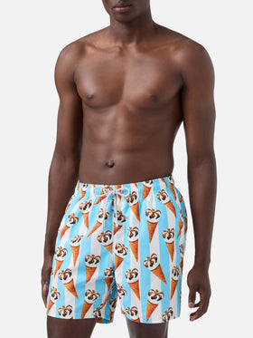 Gustavia Cornetto print and light blue striped swim shorts | Special Edition