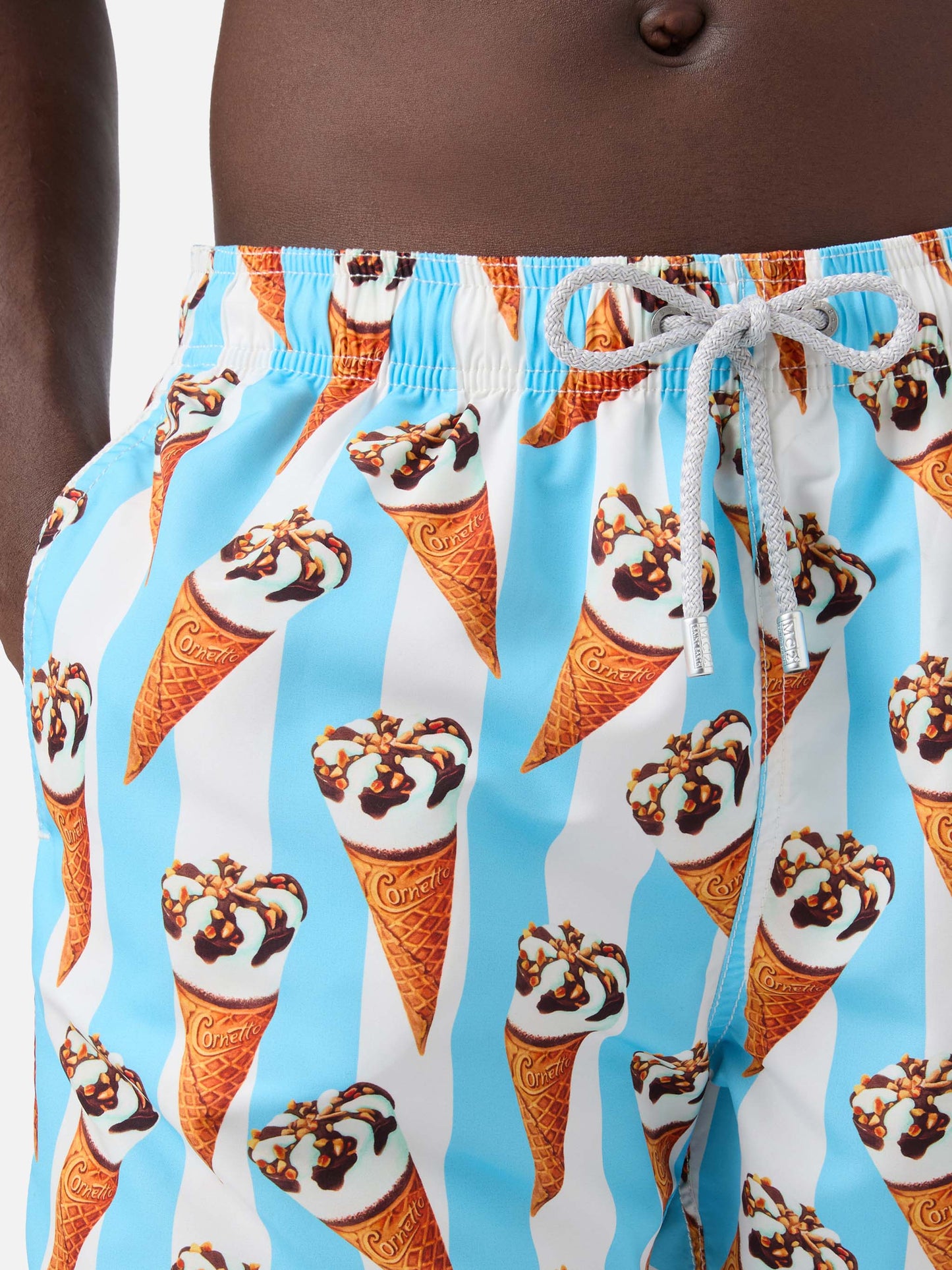 Gustavia Cornetto print and light blue striped swim shorts | Special Edition