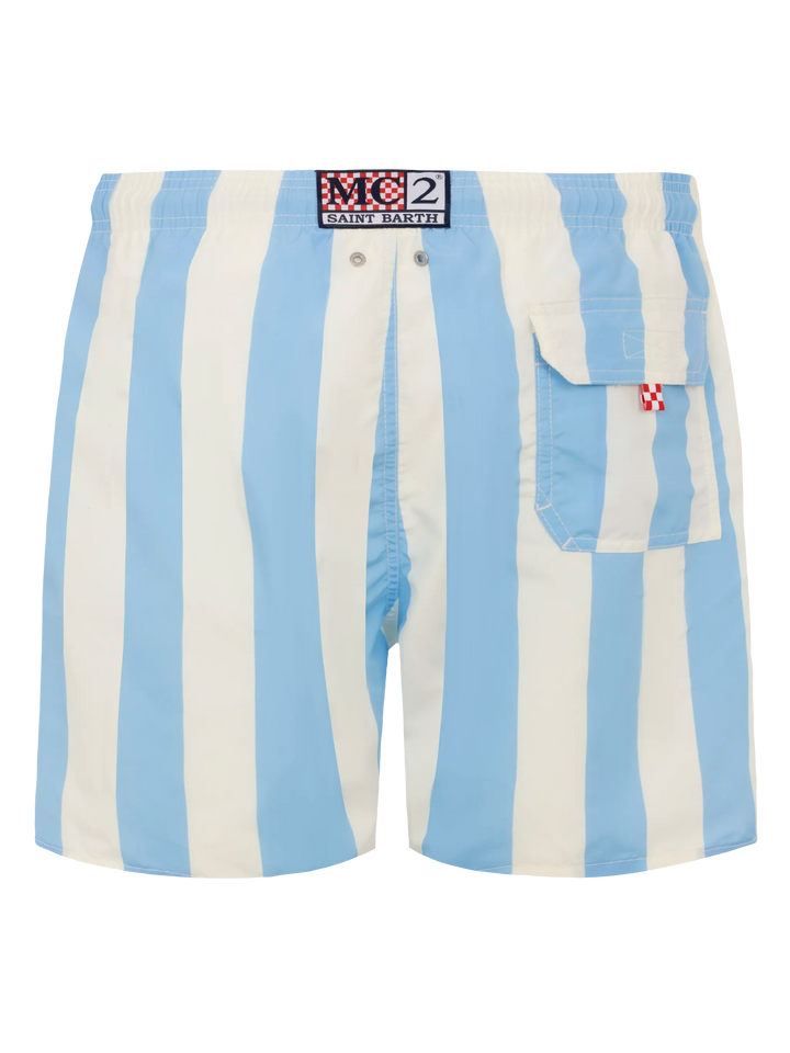 Mid-length striped Gustavia swim-shorts with St. Barth embroidery - MC2 Saint Barth