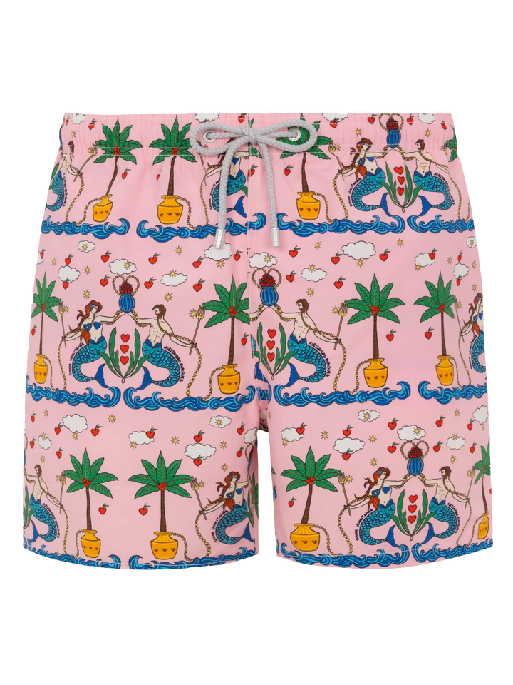 Mid-length Gustavia swim-shorts with mermaid print | ALESSANDRO ENRIQUEZ SPECIAL EDITION - MC2 Saint Barth