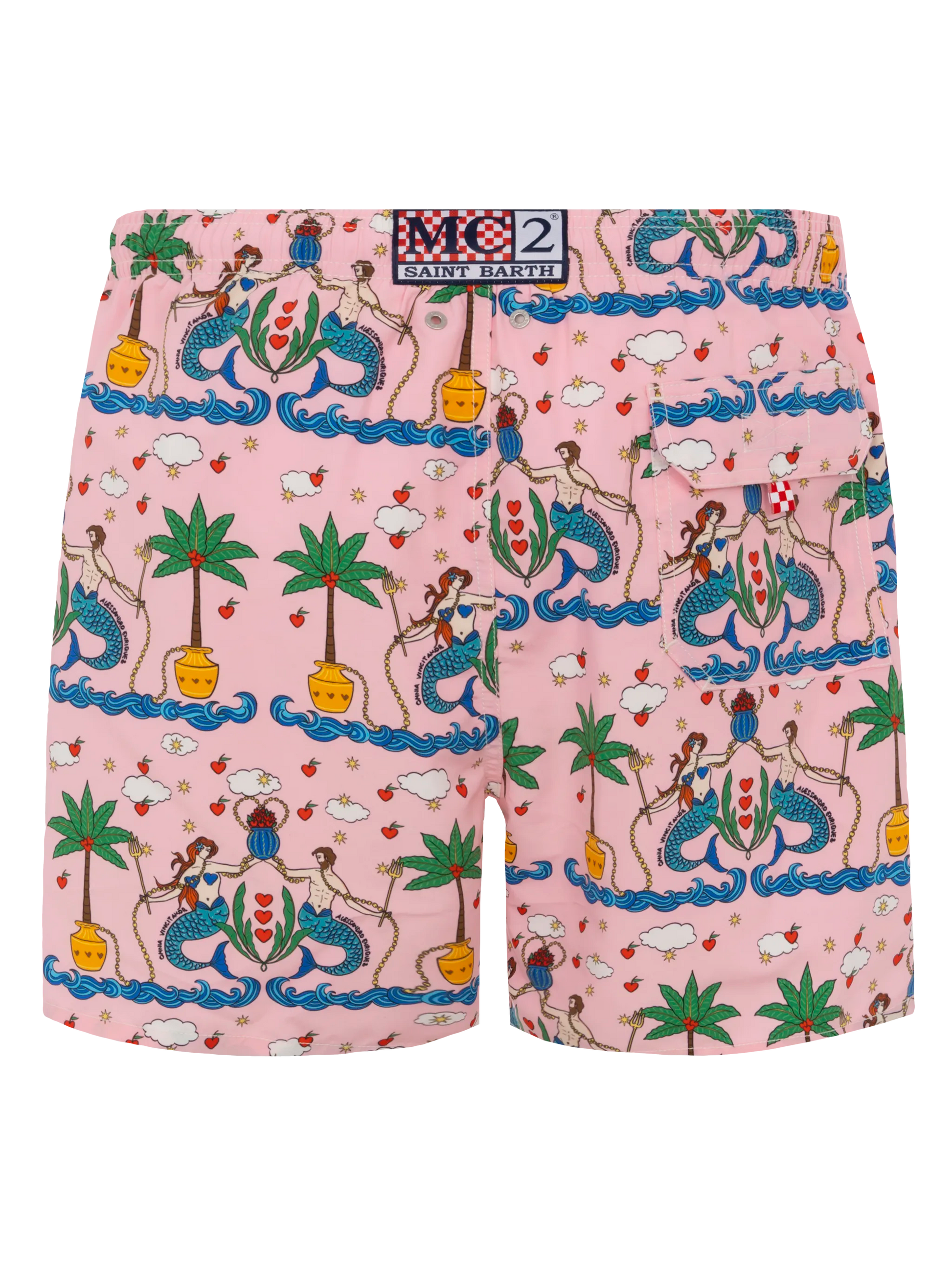 Mid-length Gustavia swim-shorts with mermaid print | ALESSANDRO ENRIQUEZ SPECIAL EDITION - MC2 Saint Barth