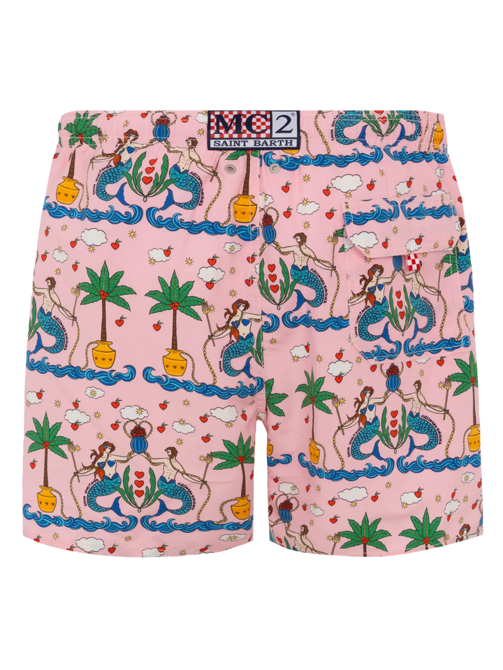 Mid-length Gustavia swim-shorts with mermaid print | ALESSANDRO ENRIQUEZ SPECIAL EDITION - MC2 Saint Barth