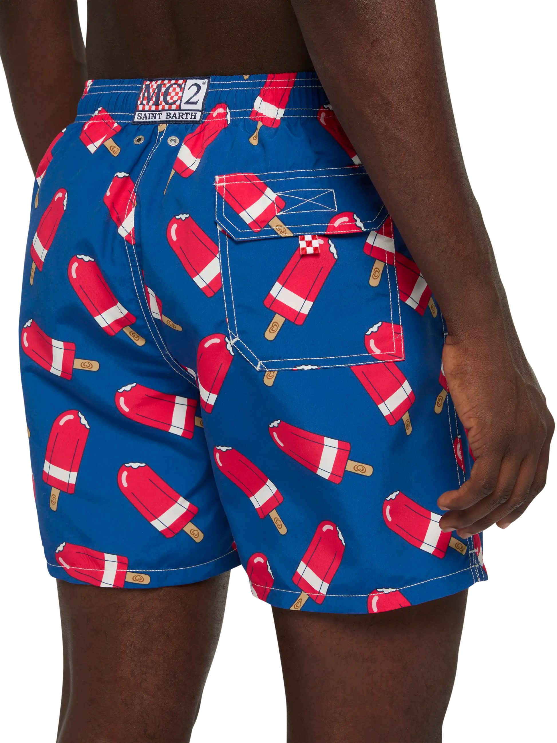 Mid-length Gustavia swim-shorts with Fior di Fragola print | ALGIDA SPECIAL EDITION - MC2 Saint Barth